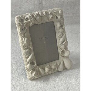 Vintage Picture Photo Frame Shells Sea Beach 4x6 Ivory Heavy Duty Hang Or Stand